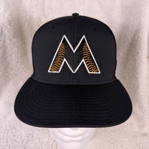 Miami Marlins Mens The Game Hat Black Fitted Vented Medium